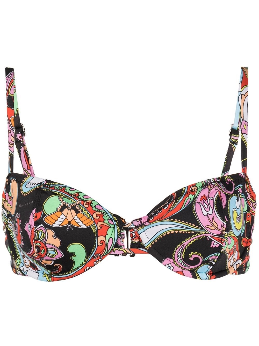 Fleur du Mal Black Multi Paisley Underwire Bikini Swim Top + Bottom set